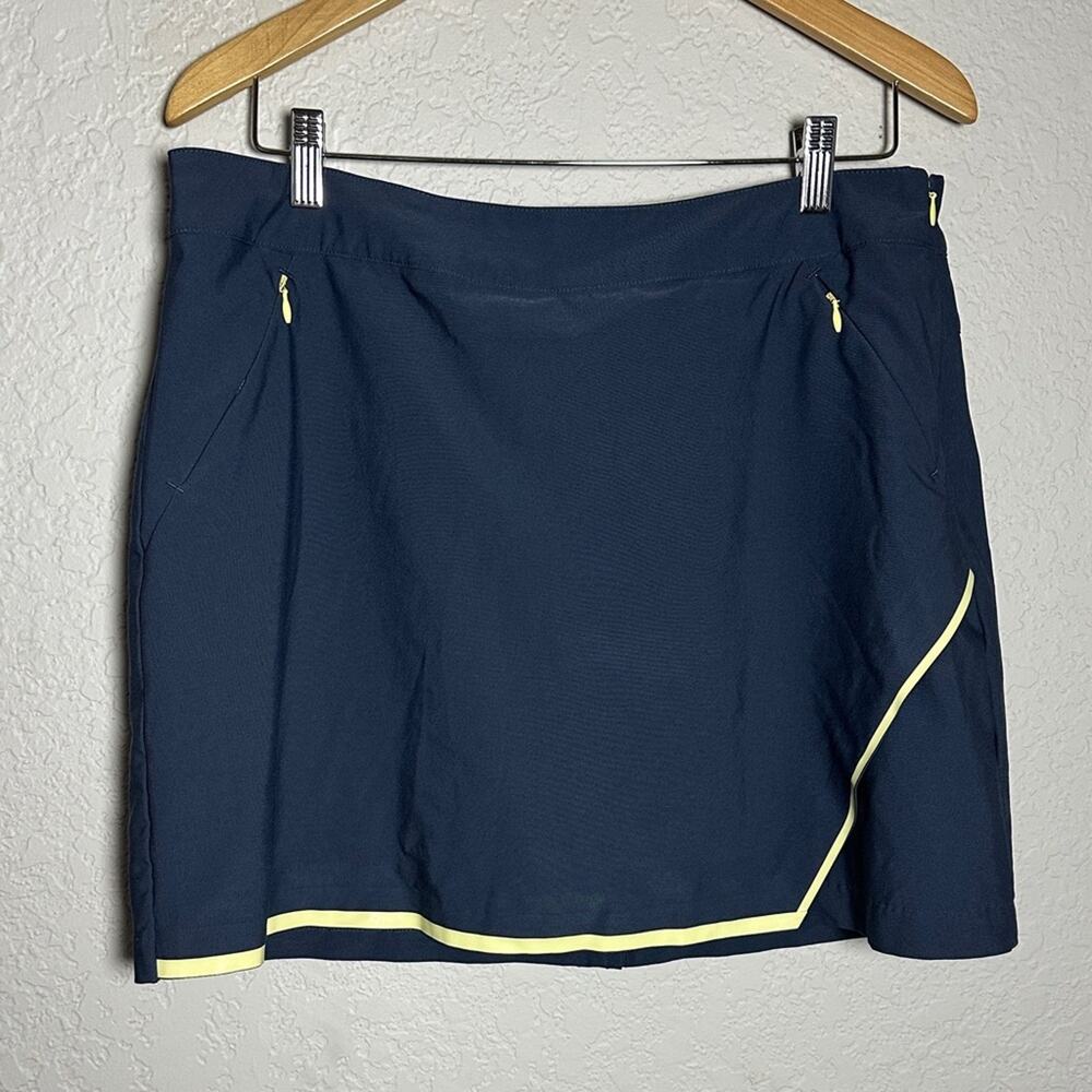 Slazenger Golf Skort Blue Yellow Trim Performance Wear Size 10 Athleisure